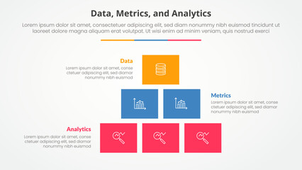 Poster - data metrics and analytics infographic concept for slide presentation with box rectangle pyramid str