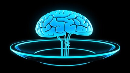 Professional Brain Service Flat Symbol Blue Raster Icon for Web and Mobile Apps