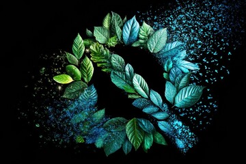 Poster - No Smoking Sign Crafted From Leaves and Clean Air Particles to Emphasize the Importance of Environmental Health and Personal Well-Being