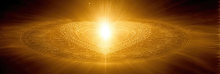 Poster - Golden light radiates from heart center surrounded by mandalas and celestial patterns