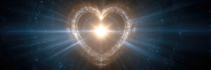 Poster - golden light radiates from heart center, surrounded by mandalas and celestial patterns