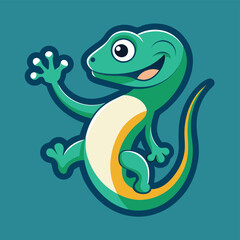 Poster - Cheerful cartoon lizard logo with bright colors, featuring a playful design ideal for branding and playful themes in marketing and education