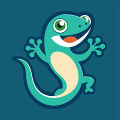 Poster - Cheerful cartoon lizard logo with bright colors, featuring a playful design ideal for branding and playful themes in marketing and education