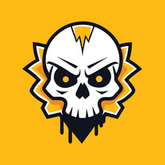 Poster - Unique skull logo featuring bold lines and an orange background designed for digital illustration and graphics