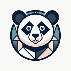Aufkleber - Logo design featuring a minimalistic representation of a panda's head surrounded by a circular border using a black and white color scheme for branding purposes