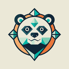 Aufkleber - Logo design featuring a minimalistic representation of a panda's head surrounded by a circular border using a black and white color scheme for branding purposes