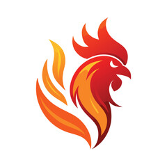 Poster - Colorful rooster logo design featuring flames and vibrant colors suitable for branding and marketing projects in the food industry or animal-related businesses