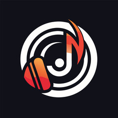 Aufkleber - Creative logo design featuring a music note and headphones, perfect for audio-related brands, streaming services, or music events