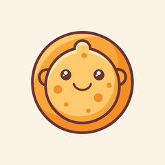 Poster - Delightful cartoon cookie character with a smiling face and chocolate chips in a cheerful and colorful style