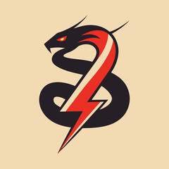 Aufkleber - Bold logo featuring a stylized dragon intertwined with a lightning bolt in vibrant colors with a dynamic design and smooth vector style
