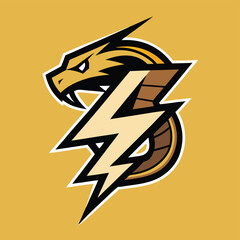 Aufkleber - Bold logo featuring a stylized dragon intertwined with a lightning bolt in vibrant colors with a dynamic design and smooth vector style