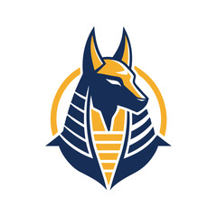 Aufkleber - Illustration of Anubis logo featuring a stylized golden jackal design with bold lines and sharp details, suitable for branding or graphic projects depicting ancient Egyptian themes