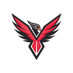 Aufkleber - Stylized eagle logo designed as a vector illustration featuring bold colors emphasizing strength and agility, suitable for sports teams or branding