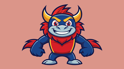 Poster - Fierce cartoon wolf character in a red sports jersey showing determination and strength in a bold logo design