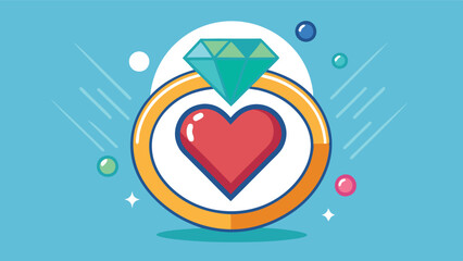 Poster - Modern ring logo featuring a heart-shaped gemstone surrounded by a circular design in vibrant colors