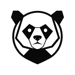 Aufkleber - Logo design featuring a minimalistic representation of a panda's head surrounded by a circular border using a black and white color scheme for branding purposes