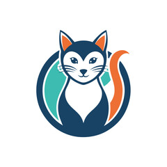 Aufkleber - Stylized cat logo illustration featuring bold colors and distinct design elements that emphasize creativity and playfulness in branding