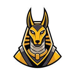 Aufkleber - Illustration of Anubis logo featuring a stylized golden jackal design with bold lines and sharp details, suitable for branding or graphic projects depicting ancient Egyptian themes