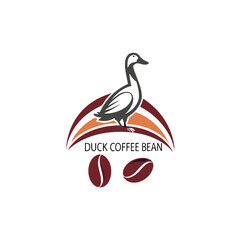 Poster - Duck Coffee Bean logo featuring a duck and coffee beans in a modern and creative vector design