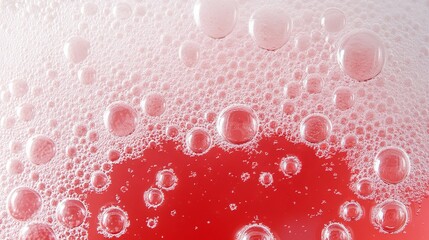 Poster - Abstract Red Liquid Bubbles Background Texture White Foam Closeup Macro Detailed Sparkling Shimmering Effervescent Pattern Design Element for Graphic Design Projects Digital Art Print Wallpaper Soft  