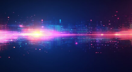 An immersive experience is created for viewers through the dynamic combination of abstract data and vibrant informational lines