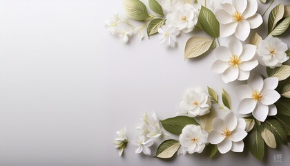 Wall Mural - elegant white floral banner with space for text.