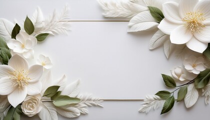 Wall Mural - elegant white floral banner with space for text.