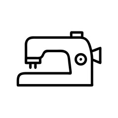 Poster - Illustration of a black outline sewing machine with a needle and a wheel on a white background