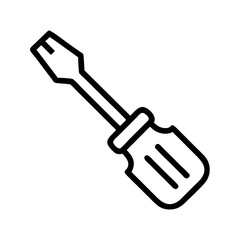 Poster - Illustration of a black outline screwdriver with a handle and a flat head on a white background