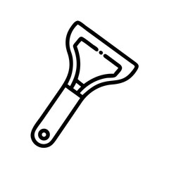Aufkleber - Outline drawing of a car ice scraper with a handle and a scraper head on a white background