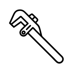 Poster - Illustration of an adjustable wrench tool with a black outline on a white background design style