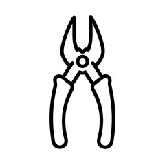 Poster - Illustration of a pair of black outline cutting pliers with curved handles on a white background image