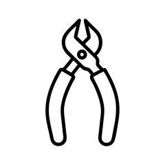 Poster - Illustration of a cutting plier tool with black outline and curved handles on a white background