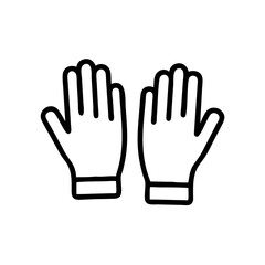 Poster - Illustration of two gloves with five fingers each, presented in a simple black outline style design