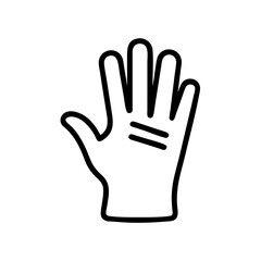 Aufkleber - Illustration of a hand with four fingers extended and two lines on the palm in black outline