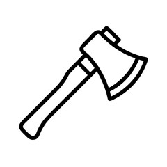 Poster - Illustration of a black outline axe with a wooden handle and a metal head on a white background image