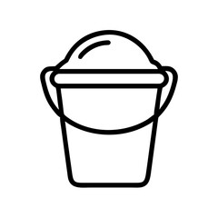 Poster - Outline drawing of a bucket filled to the brim with a rounded substance in black and white style