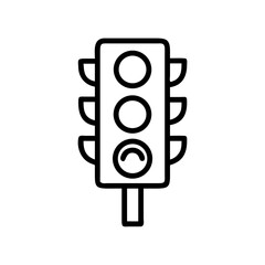 Poster - Illustration of a traffic light with three lights and a rectangular pole in black and white color scheme