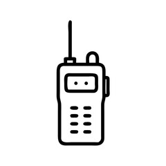 Poster - Illustration of a simple black and white walkie talkie with antenna and buttons on a white background