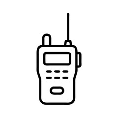 Poster - Illustration of a black outline walkie talkie with an antenna and screen on a white background image