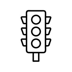 Poster - Illustration of a traffic light with three circular lights and side visors in black outline style