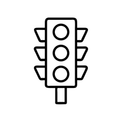 Poster - Illustration of a traffic light with three circular lights and side visors in black outline style