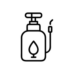 Poster - Outline drawing of a liquid soap dispenser with a pump and a hose on a white background view