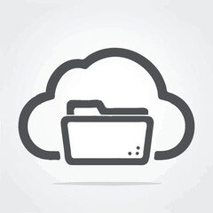 Poster - Simple icon depicting a folder inside a cloud, symbolizing cloud storage, data backup, and online file hosting