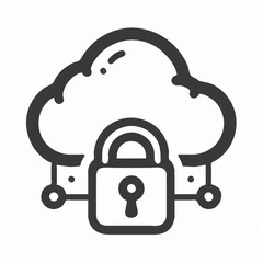Poster - Icon depicting a cloud with a padlock, symbolizing secure cloud storage and data protection