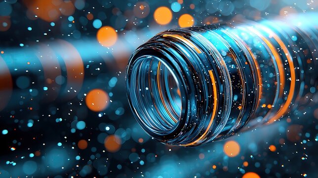 Abstract 3D Digital Art: Blue Orange Energy Motion