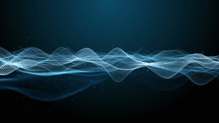 Poster - Futuristic video animation with particle wave object in slow motion, 4096x2304 loop 4K