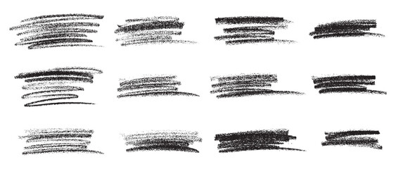 black charcoal brush stroke textures set for artistic design