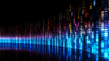 Poster - Abstract digital spectrum with vibrant colors and reflective surface design