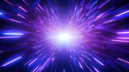 Poster - Dynamic abstract purple tunnel background with radiant light and geometric shapes